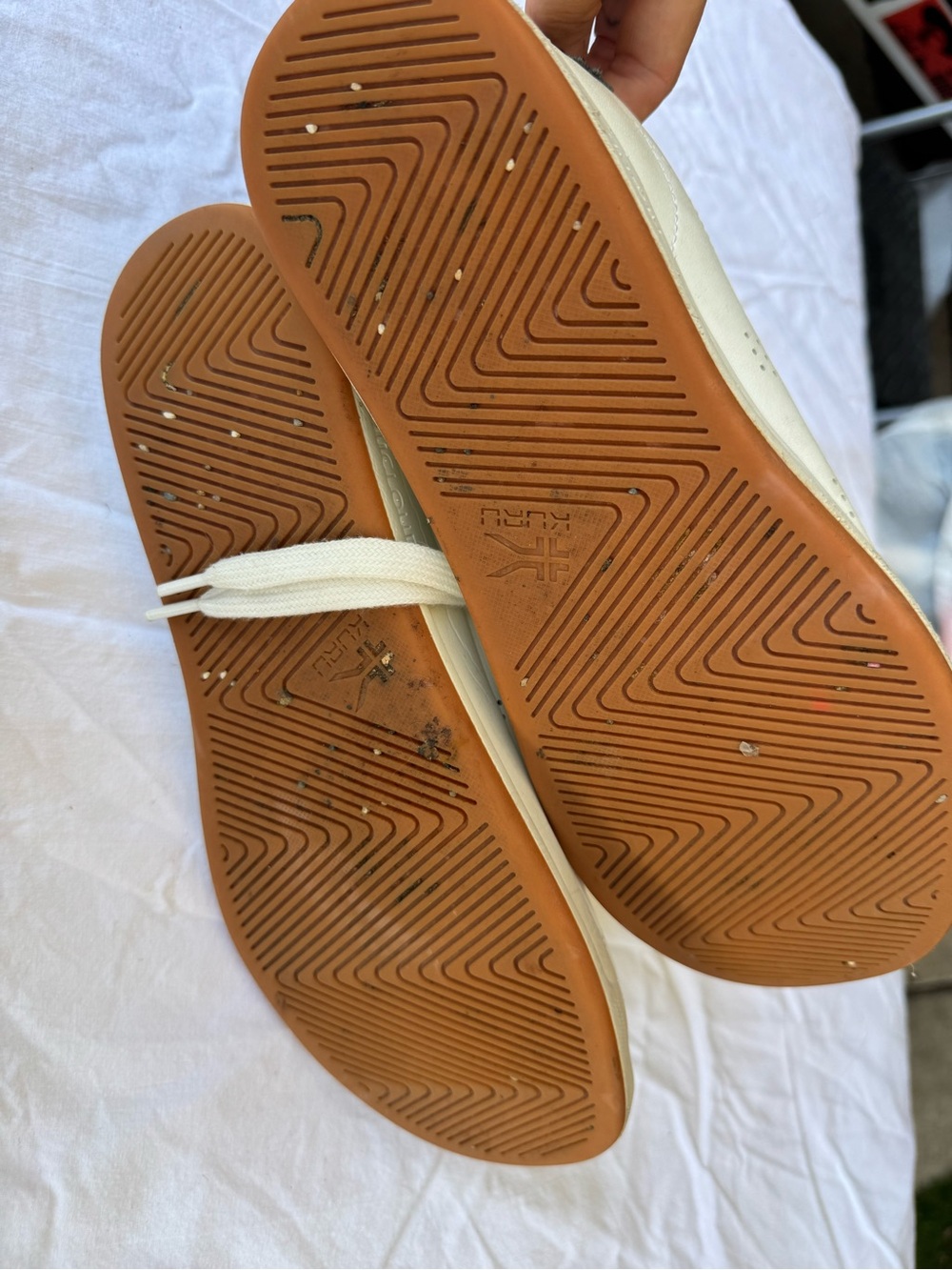 Kuru White Leather Casual Sneakers with Tan Trim - Picture 8 of 8